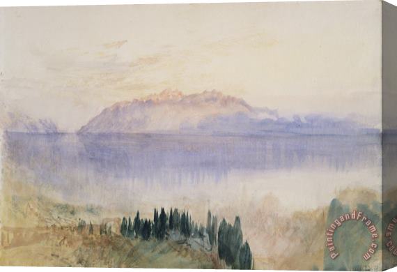 Joseph Mallord William Turner From Lausanne Sketchbook [finberg Cccxxxiv], Lake Geneva, with The Dent D'oche, From Above Lausanne Stretched Canvas Print / Canvas Art